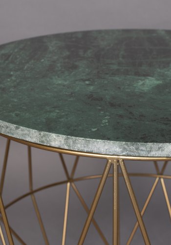 DUTCHBONE Boss sidebord, rund - grn marmor og guld jern (51)