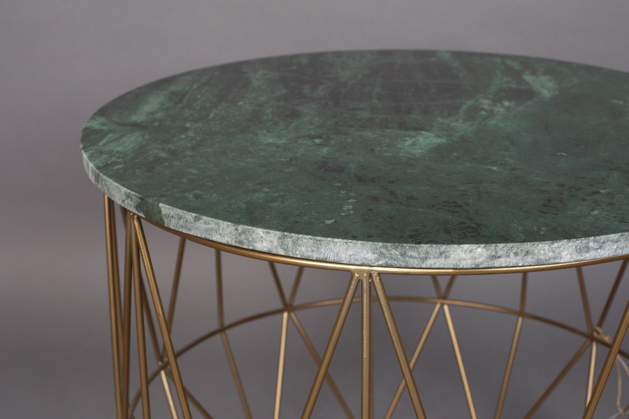 DUTCHBONE Boss sidebord, rund - grn marmor og guld jern (51)