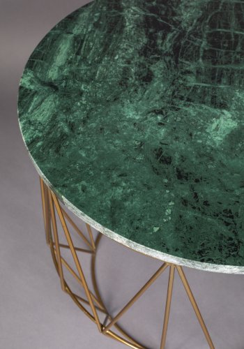 DUTCHBONE Boss sidebord, rund - grn marmor og guld jern (51)