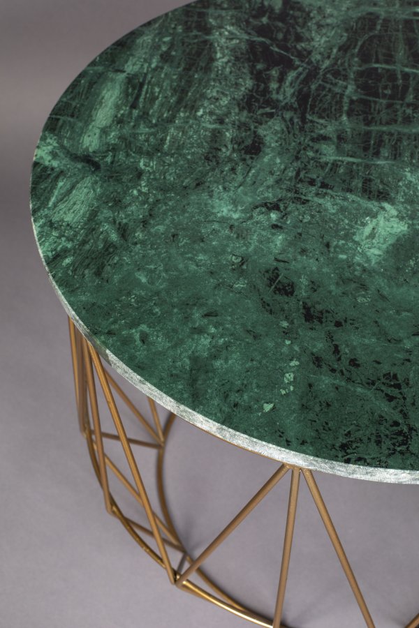 DUTCHBONE Boss sidebord, rund - grn marmor og guld jern (51)