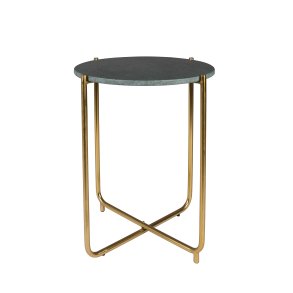 WHITE LABEL LIVING Timpa sidebord, rund - grn marmor og guld metal (44,5)