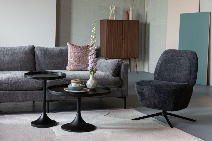 ZUIVER Jason sidebord, rund - sort egetrsfinér og metal (46)