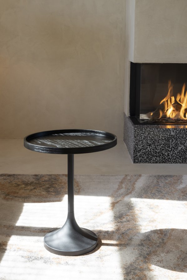 ZUIVER Jason sidebord, rund - sort egetrsfinér og metal (46)