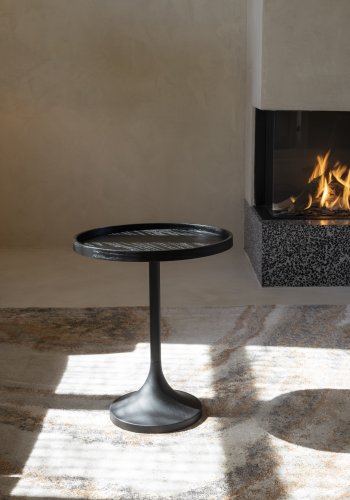 ZUIVER Jason sidebord, rund - sort egetrsfinér og metal (46)