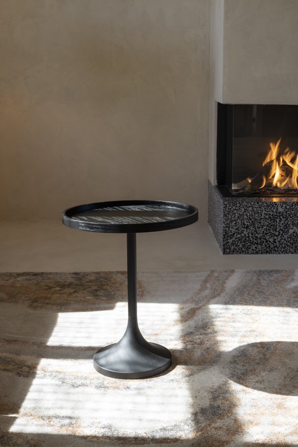 ZUIVER Jason sidebord, rund - sort egetrsfinér og metal (46)