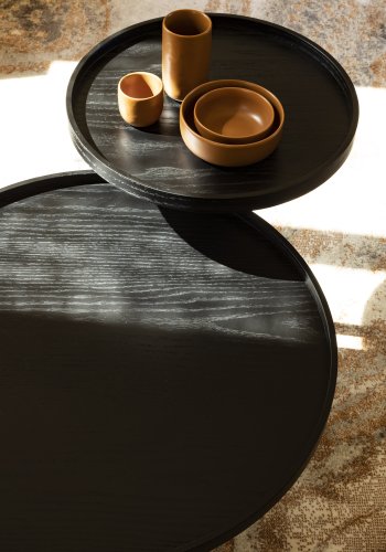 ZUIVER Jason sidebord, rund - sort egetrsfinér og metal (46)