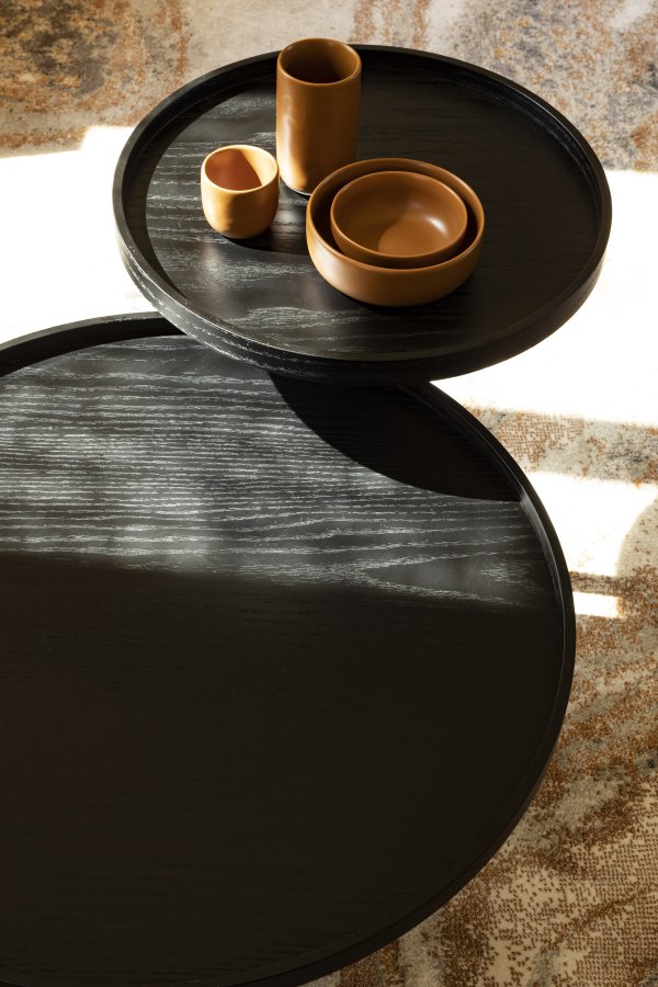 ZUIVER Jason sidebord, rund - sort egetrsfinér og metal (46)