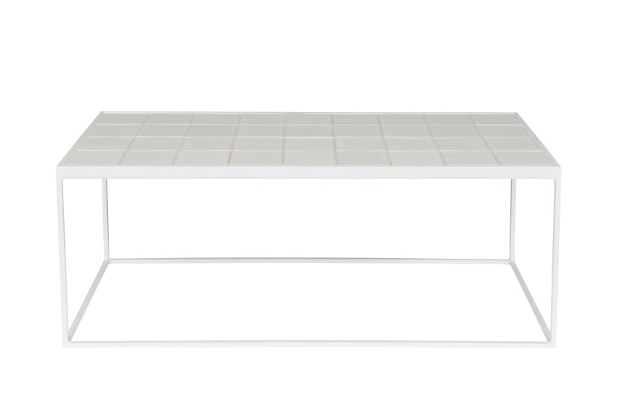 ZUIVER Glazed sofabord, rektangulr - hvid keramik og jern (93x42.5)