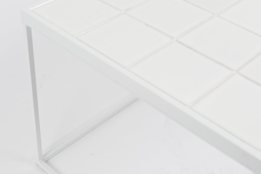 ZUIVER Glazed sofabord, rektangulr - hvid keramik og jern (93x42.5)
