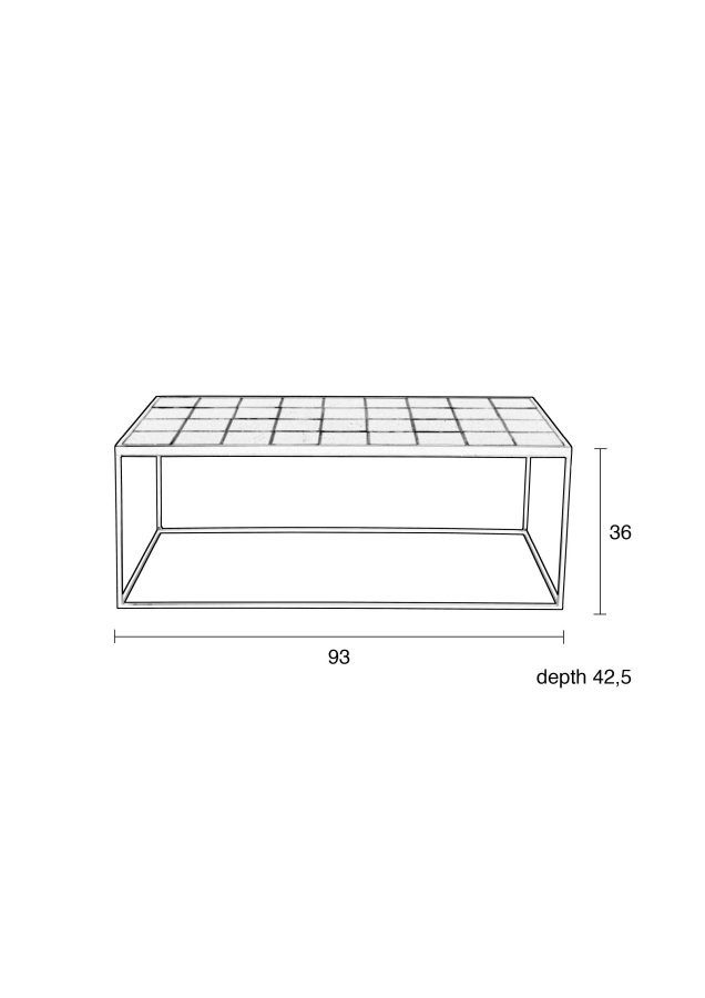 ZUIVER Glazed sofabord, rektangulr - hvid keramik og jern (93x42.5)