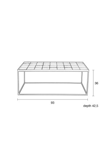 ZUIVER Glazed sofabord, rektangulr - sort keramik og jern (93x42.5)