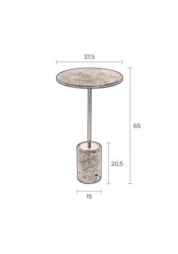 DUTCHBONE Gunnar sidebord, rund - grn marmor og messing jern (37,5)