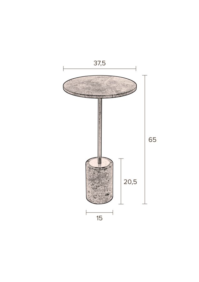 DUTCHBONE Gunnar sidebord, rund - grn marmor og messing jern (37,5)