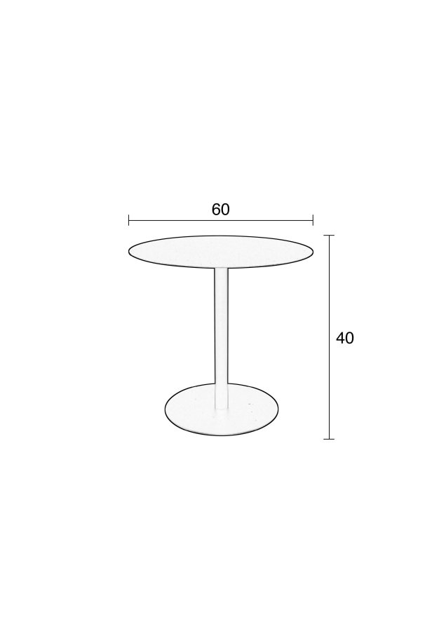 ZUIVER Snow sidebord M, rund - sort stl (60)