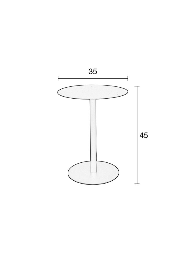 ZUIVER Snow sidebord S, rund - sort stl (35)