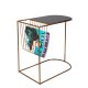 DUTCHBONE Eileen sidebord, m. magasinholder - rgfarvet glas og guld stl (51x32)