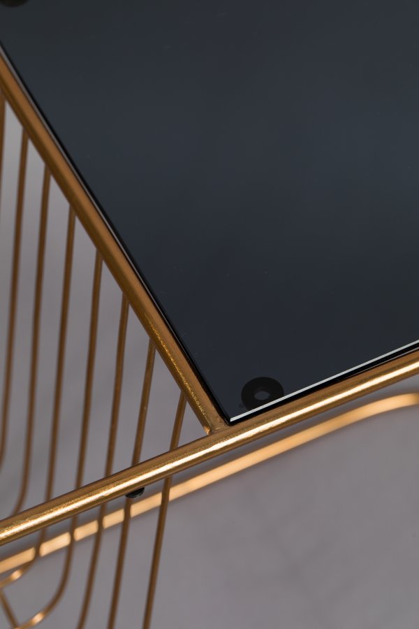 DUTCHBONE Eileen sidebord, m. magasinholder - rgfarvet glas og guld stl (51x32)