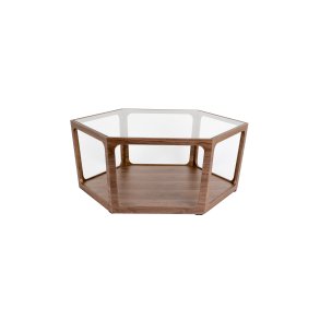 DUTCHBONE Sita sofabord, sekskantet - glas og brun valnddefinér (80x93)