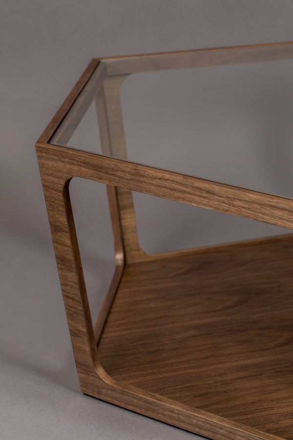 DUTCHBONE Sita sofabord, sekskantet - glas og brun valnddefinér (80x93)