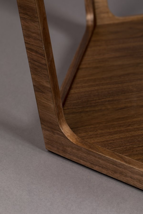 DUTCHBONE Sita sofabord, sekskantet - glas og brun valnddefinér (80x93)