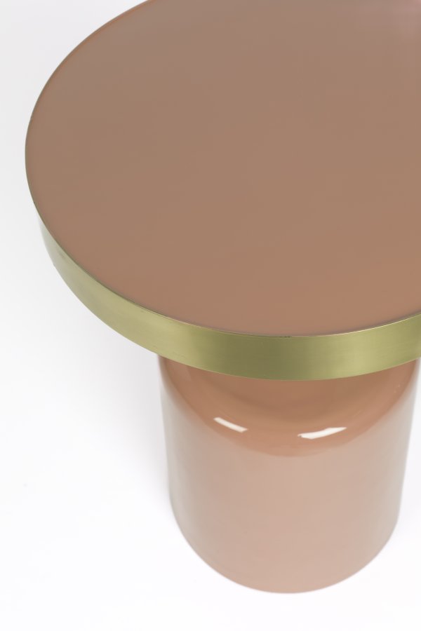 ZUIVER Glam sidebord, rund - guld stl og lyserd emalje jern (36) 