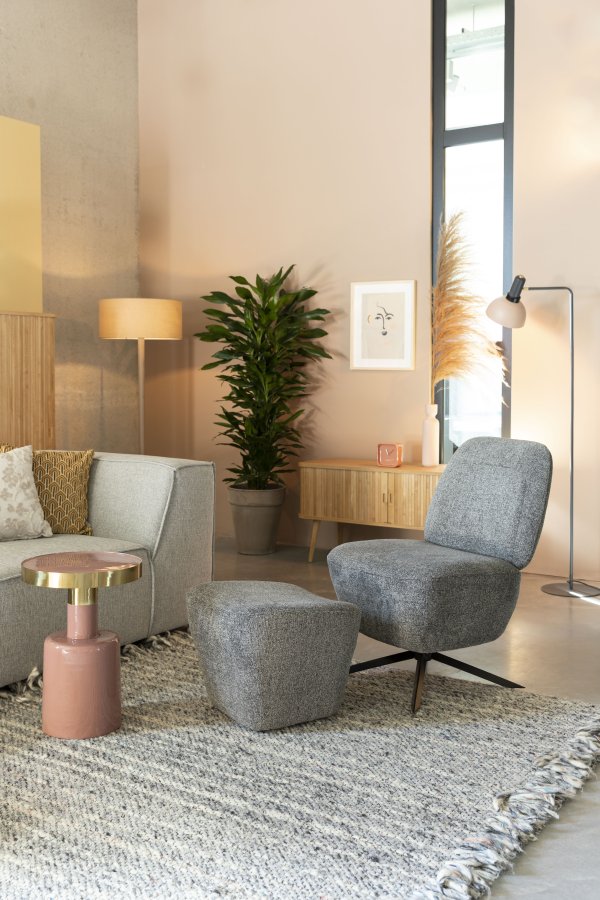 ZUIVER Glam sidebord, rund - guld stl og lyserd emalje jern (36) 