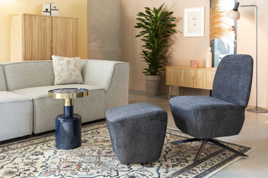 ZUIVER Glam sidebord, rund - guld stl og bl emalje jern (36)