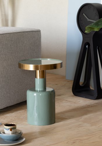 ZUIVER Glam sidebord, rund - guld stl og grn emalje jern (36)