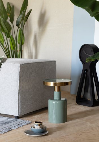 ZUIVER Glam sidebord, rund - guld stl og grn emalje jern (36)