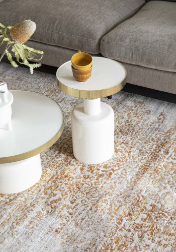 ZUIVER Glam sidebord, rund - guld stl og hvid emalje jern (36)