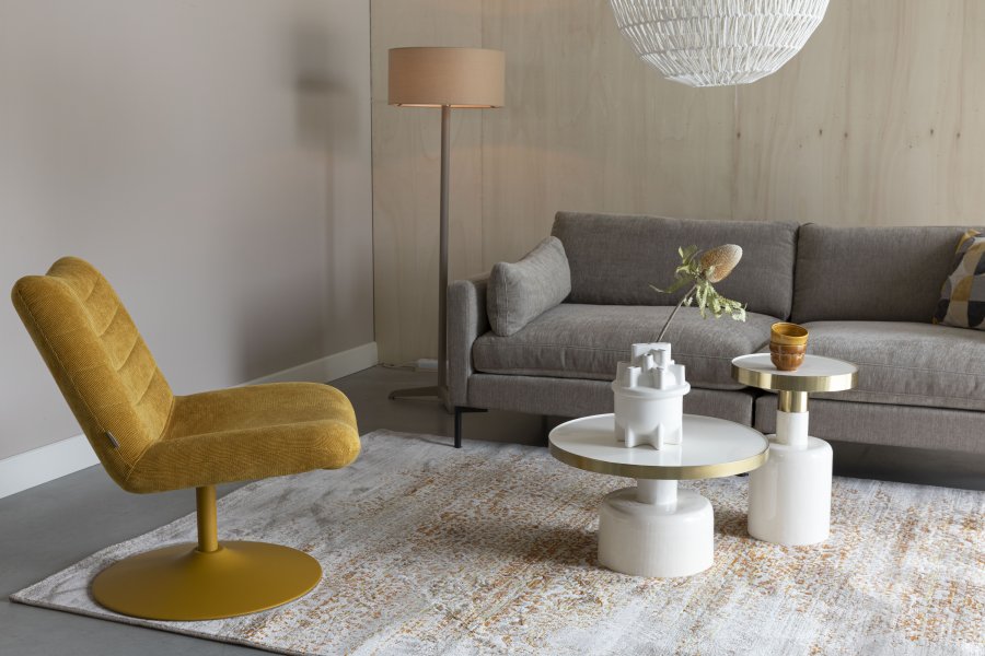 ZUIVER Glam sidebord, rund - guld stl og hvid emalje jern (36)