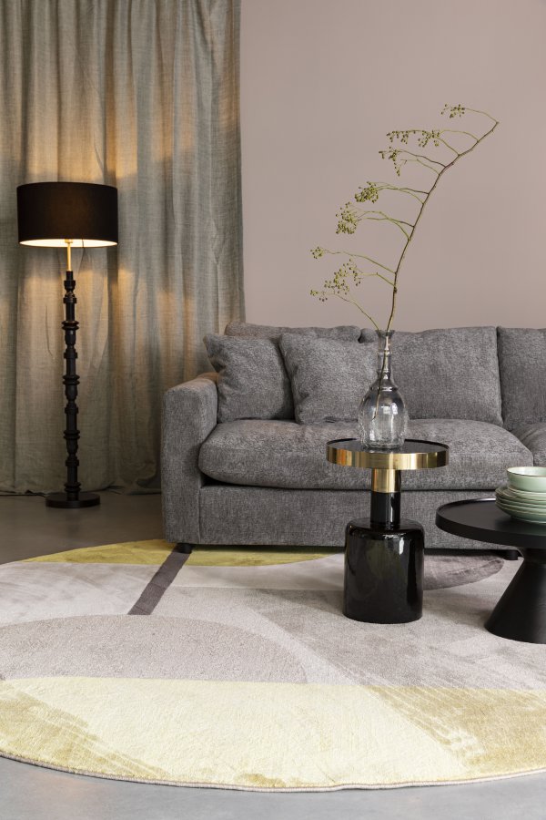 ZUIVER Glam sidebord, rund - guld stl ogsort emalje jern (36)