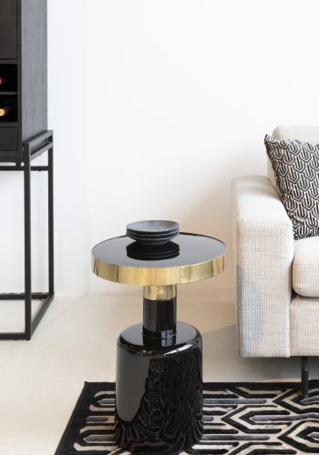 ZUIVER Glam sidebord, rund - guld stl ogsort emalje jern (36)