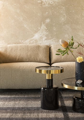 ZUIVER Glam sidebord, rund - guld stl ogsort emalje jern (36)