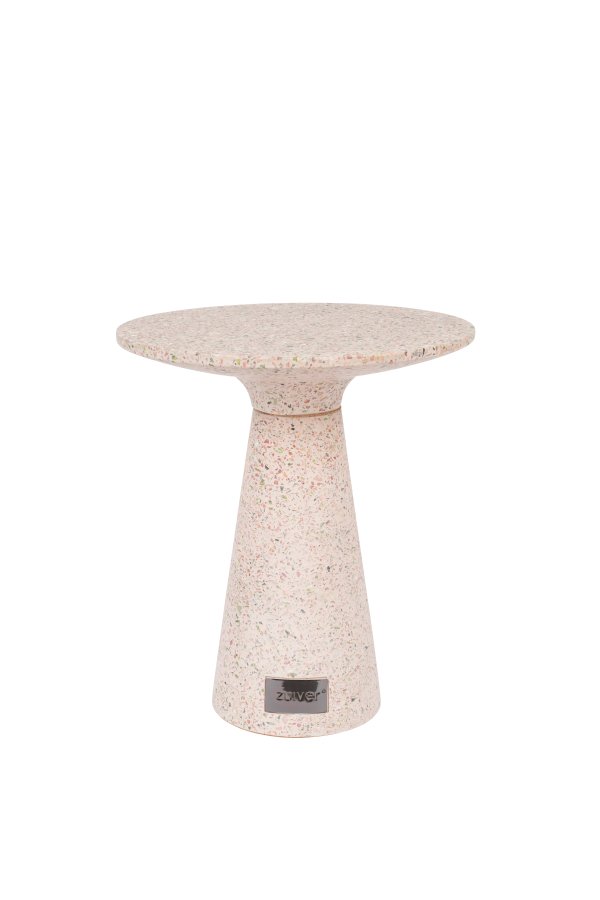 ZUIVER Victoria sidebord, rund - lyserd terrazzo (41)