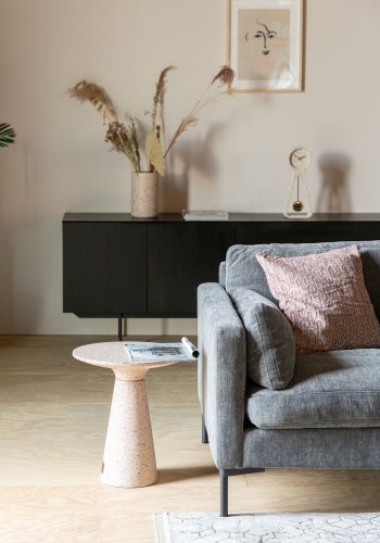 ZUIVER Victoria sidebord, rund - lyserd terrazzo (41)