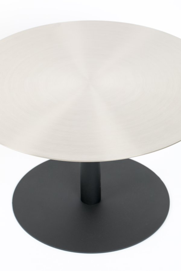 ZUIVER Snow sofabord, rund - brstet satin stl og sort stl (60)