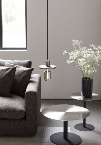 ZUIVER Snow sofabord, rund - brstet satin stl og sort stl (60)