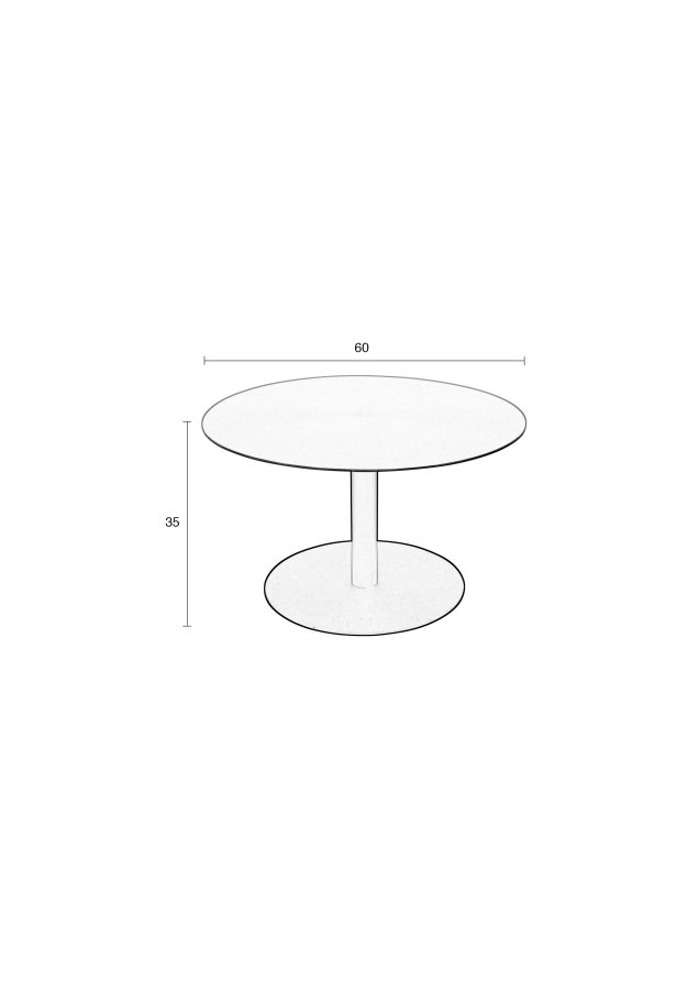 ZUIVER Snow sofabord, rund - brstet satin stl og sort stl (60)