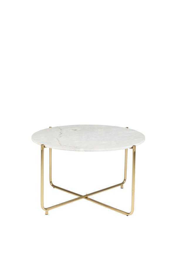 WHITE LABEL LIVING Timpa sofabord, rund - hvid marmor og guld metal (70)