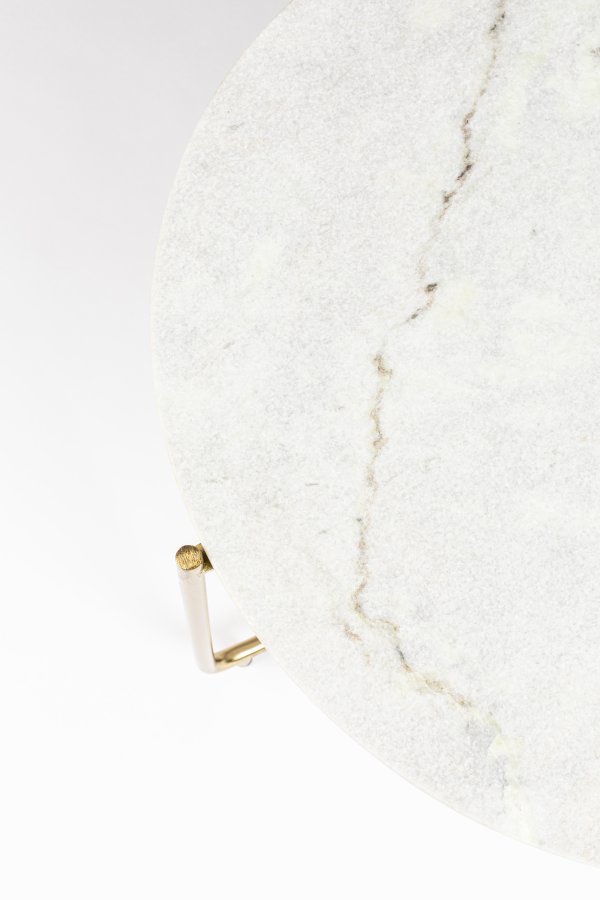 WHITE LABEL LIVING Timpa sofabord, rund - hvid marmor og guld metal (70)