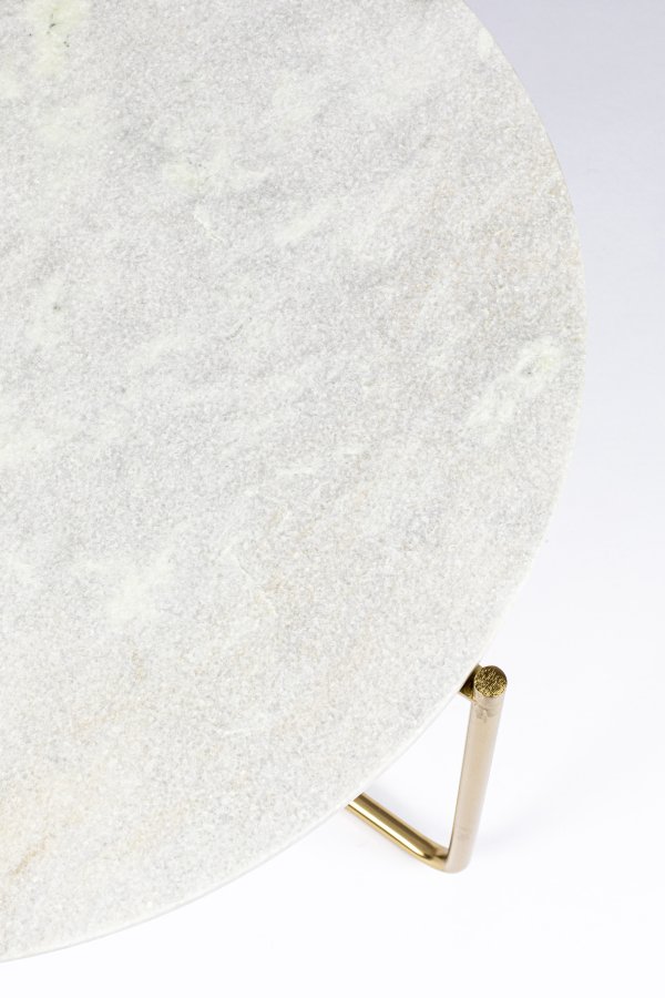 WHITE LABEL LIVING Timpa sofabord, rund - hvid marmor og guld metal (70)