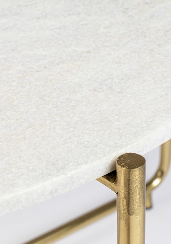 WHITE LABEL LIVING Timpa sofabord, rund - hvid marmor og guld metal (70)