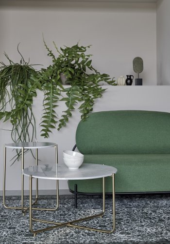 WHITE LABEL LIVING Timpa sofabord, rund - hvid marmor og guld metal (70)