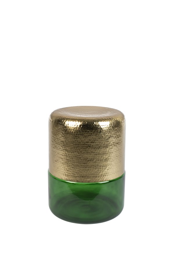 DUTCHBONE Cave sidebord, rund - messing jern og grn glas (35)