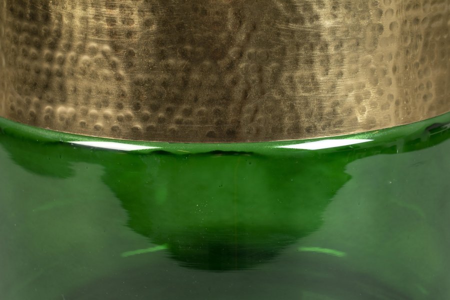 DUTCHBONE Cave sidebord, rund - messing jern og grn glas (35)