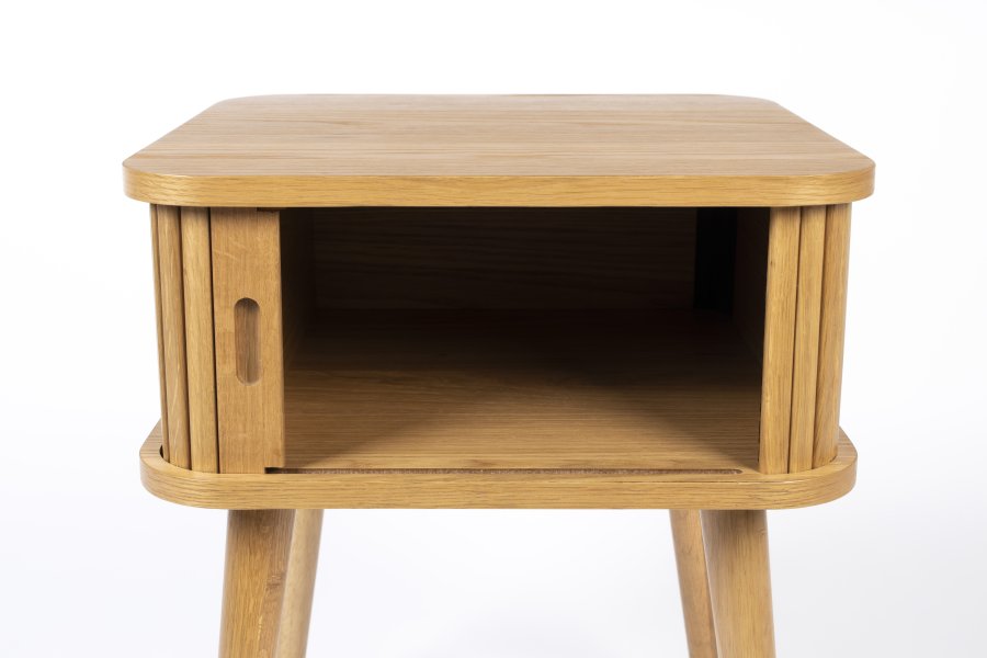 ZUIVER Barbier sidebord, m. 1 skydelge - natur egetrsfinér og egetr (45x45)