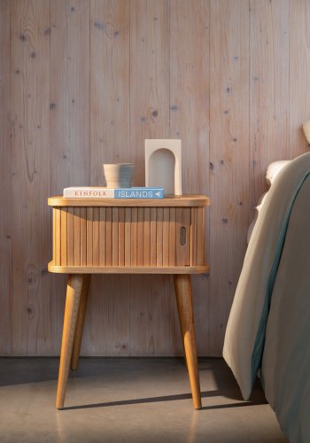 ZUIVER Barbier sidebord, m. 1 skydelge - natur egetrsfinér og egetr (45x45)