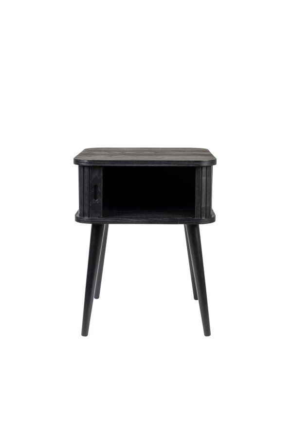 ZUIVER Barbier sidebord, m. 1 skydelge - sort askefinér og gummitr (45x45)