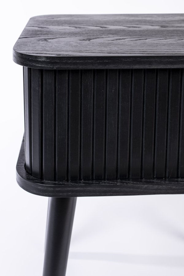 ZUIVER Barbier sidebord, m. 1 skydelge - sort askefinér og gummitr (45x45)